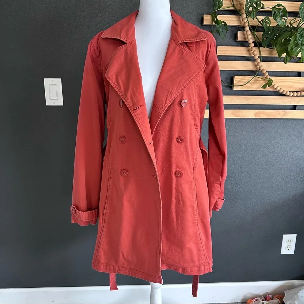 Patagonia Organic Cotton Trench Coat — Women’s Medium — Coral/Red - Picture 11 of 11